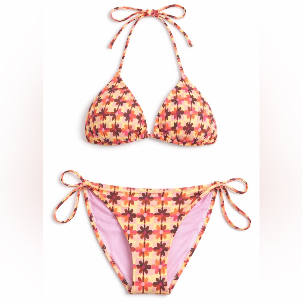 Hurley Retro Floral Daisy Triangle Bikini Set NWT Medium - Picture 1 of 10